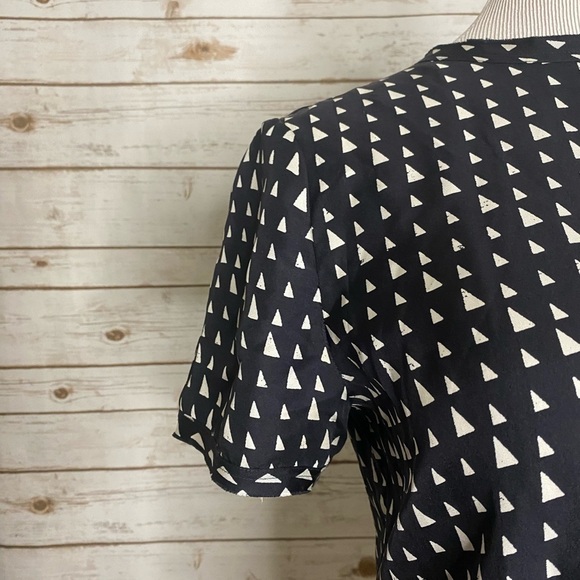 Theory black/white geometric silk T-shirt dress - Picture 3 of 8